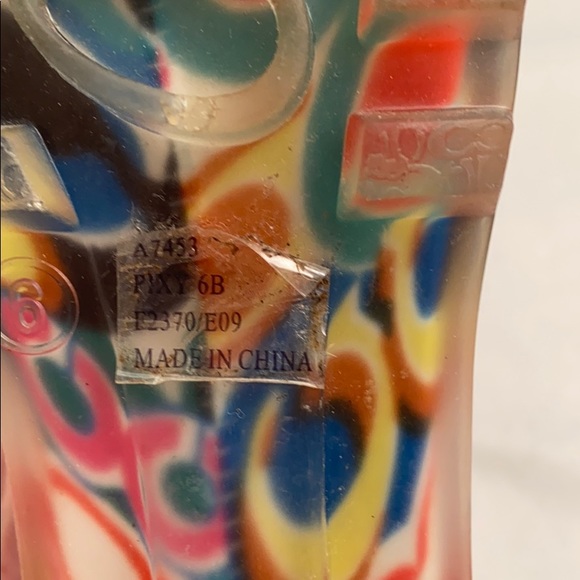 Coach Pixy Poppy multicolor rainbow C print logo rain boots size 6 - Picture 7 of 15